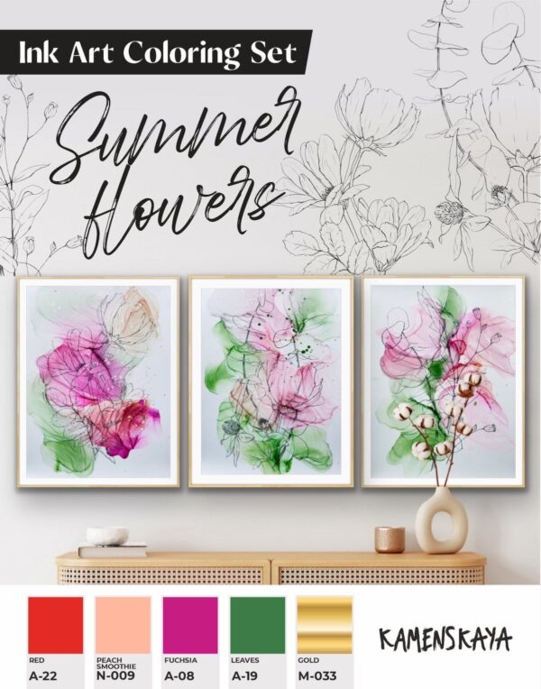 Ink Art Coloring Set Sommerblumen