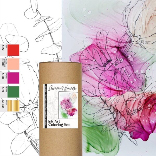 Ink Art Coloring Set Sommerblumen