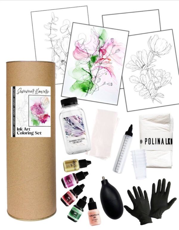 Ink Art Coloring Set Sommerblumen